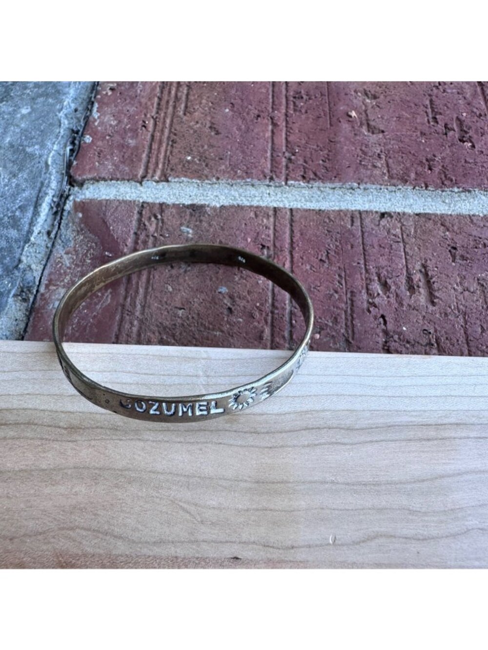 Cozumel Sterling Silver Bangle Bracelet Engraved Sunflower Vintage Patina - Picture 4 of 8